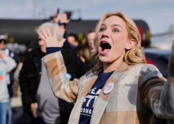 Failed Democratic congressional candidate Aftyn Behn speaks with supporters at a campaign event in Nashville, Tennessee, on Nov. 29, 2025.