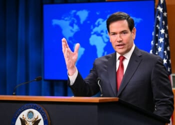 Secretary of State Marco Rubio speaks during an end-of-year press conference in the State Department Press Briefing Room in Washington, D.C., on Dec. 19, 2025.