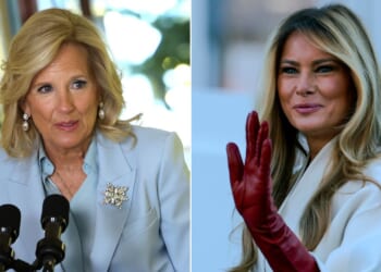 Commenters on social media noted a distinct difference between the White House Christmas decorations of former first lady Jill Biden, left, and those of Melania Trump.