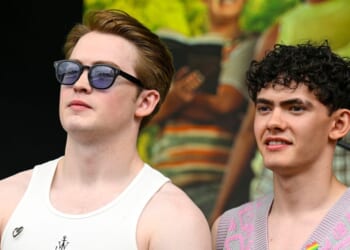 The cast of "Heartstoppers" on the Trafalgar Square Stage on July 1, 2023, in London, England.