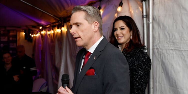 Scott Jennings speaks at a book launch in Washington, DC on Dec. 2, 2025.