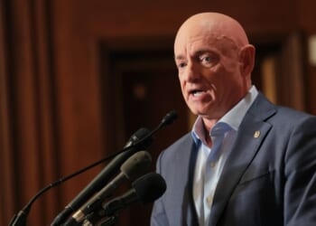 Sen. Mark Kelly, a Democrat from Arizona, speaks at a news conference in the U.S. Capitol on Dec. 1, 2025, in Washington, D.C.