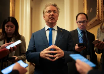 WASHINGTON, DC - APRIL 01: Sen. Rand Paul (R-KY) speaks to reporters before the weekly Republican Senate policy luncheon at the U.S. Capitol on April 01, 2025 in Washington, DC. Senators spoke about the White House