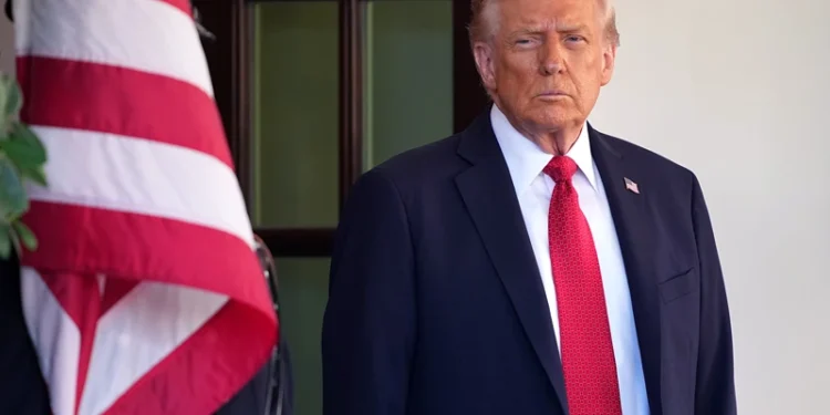 WASHINGTON, DC - OCTOBER 20: U.S. President Donald Trump waits for the arrival of Prime Minister of Australia Anthony Albanese at the White House on October 20, 2025 in Washington, DC. Albanese is visiting the U.S. Capital to meet with President Trump and later visit the Pentagon. (Photo by Kevin Dietsch/Getty Images)