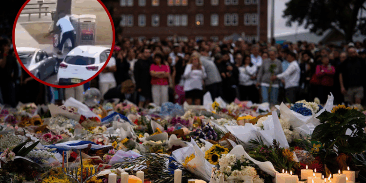 SYDNEY, AUSTRALIA - DECEMBER 15: Community members gather outside of Bondi Pavilion at Bondi Beach on December 15, 2025 in Sydney, Australia. Police say at least 16 people, including one suspected gunman, were killed and more than a dozen others injured when two attackers opened fire near a Hanukkah celebration at the world-famous Bondi Beach, in what authorities have declared a terrorist incident. (Photo by Audrey Richardson/Getty Images)