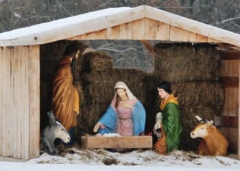 A nativity scene, similar to the one pictured in a stock photo, is the subject of controversy in a South Carolina town.