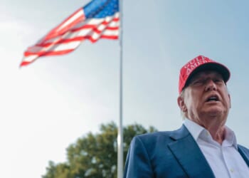 President Donald Trump speaks to reporters on the South Lawn before boarding Marine One and departing the White House on July 1, 2025, in Washington, D.C.