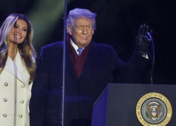President Donald Trump and first lady Melania Trump participate in the 103rd National Christmas Tree Lighting Ceremony at the White House Ellipse on Dec. 4, 2025, in Washington, D.C.