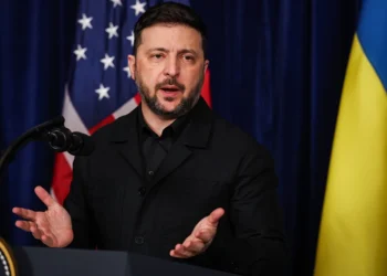 PALM BEACH, FLORIDA - DECEMBER 28: Ukrainian President Volodymyr Zelensky speaks during a news conference with U.S. President Donald Trump following their meeting at Trump’s Mar-a-Lago club on December 28, 2025 in Palm Beach, Florida. Trump invited Zelensky to his private club to work on the U.S.-proposed peace plan to end the war in Ukraine as the conflict approaches four years since the sudden full-scale invasion by Russia on February 24, 2022. (Photo by Joe Raedle/Getty Images)