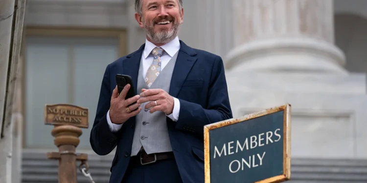 WASHINGTON, DC - NOVEMBER 18: U.S. Rep. Thomas Massie (R-KY) leaves to speak with the media after the House voted 427-1 to approve the Epstein Files Transparency Act and the release of documents and files at the U.S. Capitol on November 18, 2025 in Washington, DC. The legislation instructs the U.S. Department of Justice to release all files related to the late accused sex trafficker Jeffrey Epstein. It now goes to the Senate for a vote before President Donald Trump can sign it into law. (Photo by Roberto Schmidt/Getty Images)