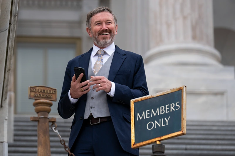 WASHINGTON, DC - NOVEMBER 18: U.S. Rep. Thomas Massie (R-KY) leaves to speak with the media after the House voted 427-1 to approve the Epstein Files Transparency Act and the release of documents and files at the U.S. Capitol on November 18, 2025 in Washington, DC. The legislation instructs the U.S. Department of Justice to release all files related to the late accused sex trafficker Jeffrey Epstein. It now goes to the Senate for a vote before President Donald Trump can sign it into law. (Photo by Roberto Schmidt/Getty Images)