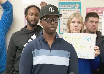 Photo of Nakmis Day Care Center manager Nasrulah Mohamed holding a press conference - via Fox9