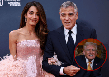 US actor George Clooney poses with his wife Amal Clooney on the red carpet upon arrival to attend the Gala screening of "Jay Kelly" at the Royal Festival Hall, during the 2025 BFI London Film Festival in London, on October 10, 2025. (Photo by HENRY NICHOLLS / AFP) (Photo by HENRY NICHOLLS/AFP via Getty Images) / US President Donald Trump participates in NORAD Santa tracker phone calls, on Christmas Eve, from the Mar-a-lago club in Palm Beach, Florida, on December 24, 2025. (Photo by ANDREW CABALLERO-REYNOLDS / AFP via Getty Images)
