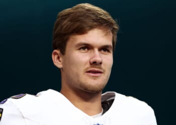 Tyler Loop #33 of the Baltimore Ravens, seen in an Oct. 30 photo, said, "God’s got my back."