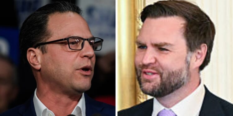 Pennsylvania Gov. Josh Shapiro, left, - a 2028 long-shot for the Democratic presidential nomination - should have reviewed his own social media posts before criticizing one by Vice President J.D. Vance.