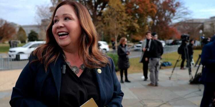 Rep. Adelita Grijalva exits from the news conference on the "Epstein Files" outside the U.S. Capitol on Nov. 18, 2025, in Washington, D.C.
