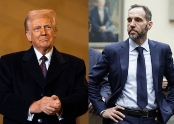 US President Donald Trump waits to speak in Emancipation Hall during inauguration ceremonies at the US Capitol in Washington, DC, on January 20, 2025. (Photo by Greg Nash / POOL / AFP) (Photo by GREG NASH/POOL/AFP via Getty Images)/ Former Special Counsel Jack Smith arrives to testify during a hearing before the House Judiciary Committee in the Rayburn House Office Building on Capitol Hill on January 22, 2026 in Washington, DC. Smith testified on his team