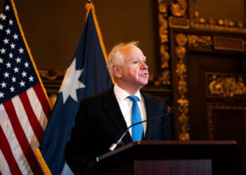 Minnesota Gov. Tim Walz speaks during a press conference at the State Capitol building on Jan. 5, 2026, in St. Paul, Minnesota.