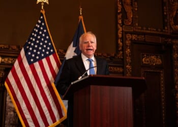 Minnesota Governor Tim Walz speaks during a news conference in the State Capitol building in St. Paul, Minnesota, on Jan. 5, 2026.