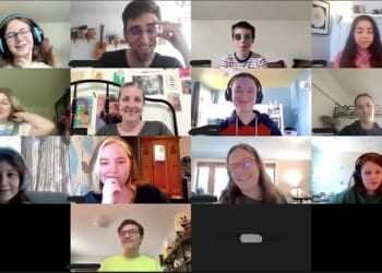 Students meeting at The Hub