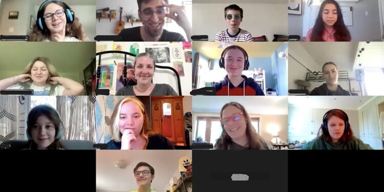 Students meeting at The Hub