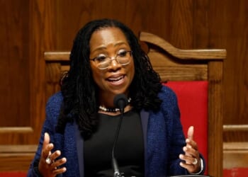 Supreme Court Justice Kentanji Brown Jackson speaks at the 60th Commemoration of the 16th Street Baptist Church bombing on Sept. 15, 2023 in Birmingham, Alabama.