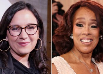 CBS editor in chief Bari Weiss, left, is pondering a reassignment for "CBS Mornings" co-host Gayle King, right.