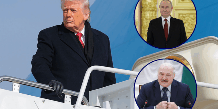 (Main photo): U.S. President Donald Trump boards Air Force One on January 16, 2026 in Joint Base Andrews, Maryland. (Photo by Anna Moneymaker/Getty Images) / (Top right): Russia