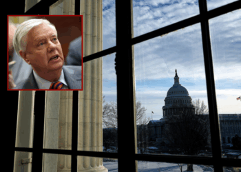 (Background) The U.S. Capitol Building is seen as the Senate continues negotiations on a government funding bill on January 29, 2026 in Washington, DC. The Senate is currently negotiating federal government funding legislation to prevent a partial shutdown at midnight on Friday. (Photo by Kevin Dietsch/Getty Images) / (L) U.S. Sen. Lindsey Graham (R-SC) speaks to reporters at the U.S. Capitol on January 29, 2026 in Washington, DC. Graham announced the Senate had failed to reach an agreement on government funding as lawmakers continue to work to prevent a partial shutdown at midnight on Friday. (Photo by Kevin Dietsch/Getty Images)