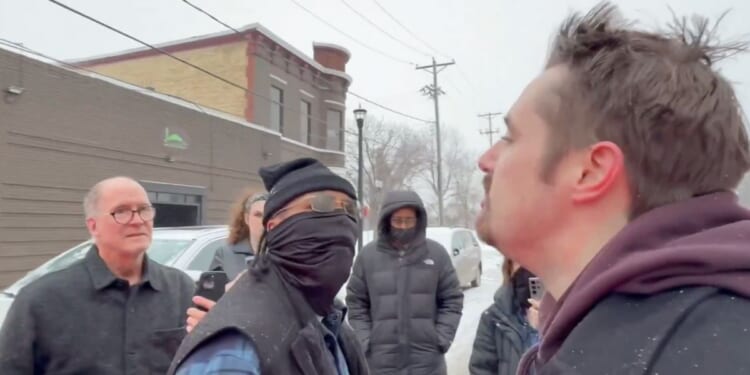 A group in Minneapolis harasses conservative journalist Nick Sortor.