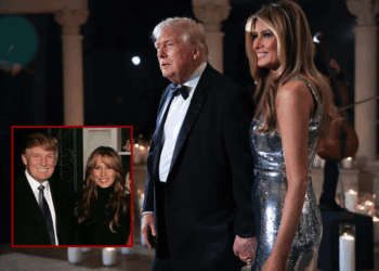 (Background) U.S. President Donald Trump and first lady Melania Trump arrive for a New Year’s Eve event at his Mar-a-Lago home on December 31, 2025 in Palm Beach, Florida. The president addressed guests and celebrated the arrival of 2026. (Photo by Joe Raedle/Getty Images) / (L) Newlyweds Donald Trump (L) and Melania Trump pose for pictures backstage with actor Billy Crystal (R) and wife Janice Crystal after watching Crystal