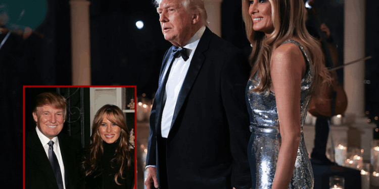 (Background) U.S. President Donald Trump and first lady Melania Trump arrive for a New Year’s Eve event at his Mar-a-Lago home on December 31, 2025 in Palm Beach, Florida. The president addressed guests and celebrated the arrival of 2026. (Photo by Joe Raedle/Getty Images) / (L) Newlyweds Donald Trump (L) and Melania Trump pose for pictures backstage with actor Billy Crystal (R) and wife Janice Crystal after watching Crystal