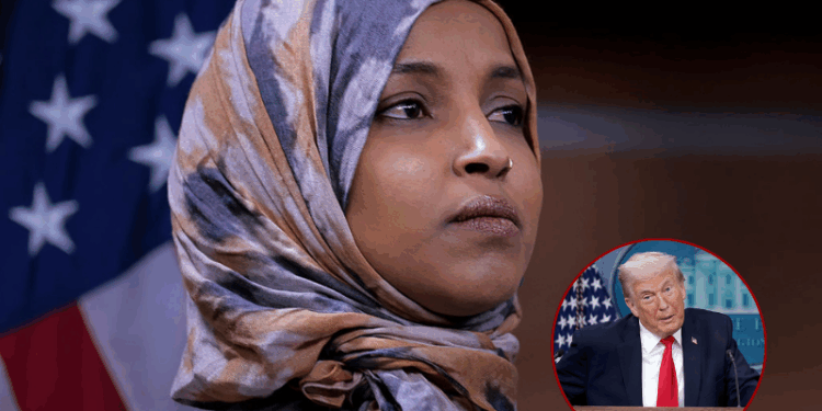 U.S. Rep. Ilhan Omar (D-MN), Deputy Chair of the Congressional Progressive Caucus, listens to other members of the CPC at a press conference at the U.S. Capitol on January 13, 2026 in Washington, DC. The Congressional Progressive Caucus discussed DHS funding and the death of Renee Good in Minneapolis. (Photo by Heather Diehl/Getty Images)WASHINGTON, DC - JANUARY 20: U.S. President Donald Trump speaks to the media during a press briefing in the James S. Brady Press Briefing Room of the White House on January 20, 2026 in Washington, DC. White House Press Secretary Karoline Leavitt was joined by President Trump days after the president threatened a 10% import tax on goods from eight European countries that have rallied around Denmark amid Trump
