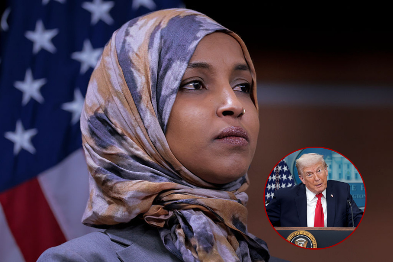 U.S. Rep. Ilhan Omar (D-MN), Deputy Chair of the Congressional Progressive Caucus, listens to other members of the CPC at a press conference at the U.S. Capitol on January 13, 2026 in Washington, DC. The Congressional Progressive Caucus discussed DHS funding and the death of Renee Good in Minneapolis. (Photo by Heather Diehl/Getty Images)WASHINGTON, DC - JANUARY 20: U.S. President Donald Trump speaks to the media during a press briefing in the James S. Brady Press Briefing Room of the White House on January 20, 2026 in Washington, DC. White House Press Secretary Karoline Leavitt was joined by President Trump days after the president threatened a 10% import tax on goods from eight European countries that have rallied around Denmark amid Trump's calls for the U.S. to take control of Greenland, a semi-autonomous Danish territory. (Photo by Kevin Dietsch/Getty Images)