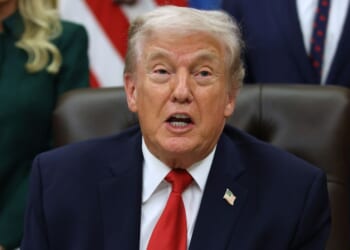 President Donald Trump addressed the issue of drug-boat strikes Thursday in the Oval Office of the White House in Washington, D.C.