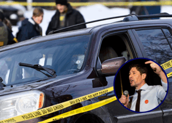 Police tape surrounds a vehicle suspected to be involved in a shooting by an ICE agent during federal law enforcement operations on January 07, 2026 in Minneapolis, Minnesota. According to federal officials, the agent, “fearing for his life” killed a woman during a confrontation in south Minneapolis. (Photo by Stephen Maturen/Getty Images) / Minneapolis Mayor Jacob Frey speaks at an Election Night party on November 4, 2025 in Minneapolis, Minnesota. Frey, the incumbent, seeks reelection to his third term while opposed by three other Democrats. (Photo by Stephen Maturen/Getty Images)