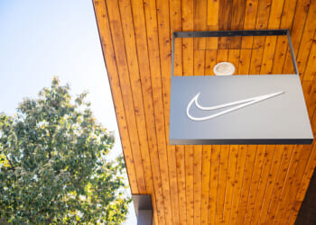 AUSTIN, TEXAS - FEBRUARY 05: A Nike logo is displayed at a Nike store on February 05, 2026 in Austin, Texas. The U.S. Equal Employment Opportunity Commission has begun a probe into Nike over allegations involving discrimination against White employees. (Photo by Brandon Bell/Getty Images)