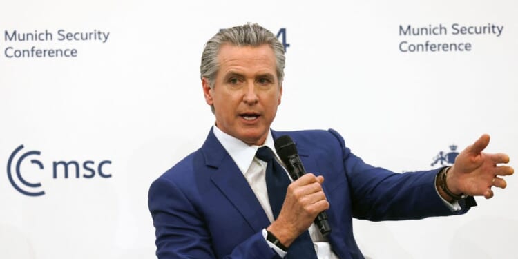 California Gov. Gavin Newsom takes part in a panel discussion during the 62nd Munich Security Conference on Feb. 13, 2026, in Munich, Germany.