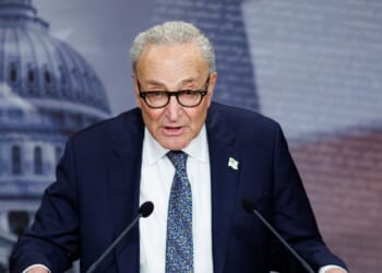 Senate Minority Leader Chuck Schumer speaks to reporters following the passage of a spending bill, on Jan. 30, 2026, in Washington, D.C.