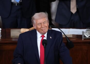 President Donald Trump delivers his State of the Union address during a joint session of Congress at the U.S. Capitol on Feb. 24, 2026, in Washington, D.C.