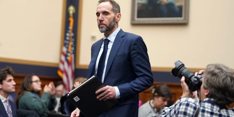 Former Special Counsel Jack Smith returns from a recess to resume his testimony during a hearing before the House Judiciary Committee in the Rayburn House Office Building on Capitol Hill on Jan. 22 in Washington, D.C.