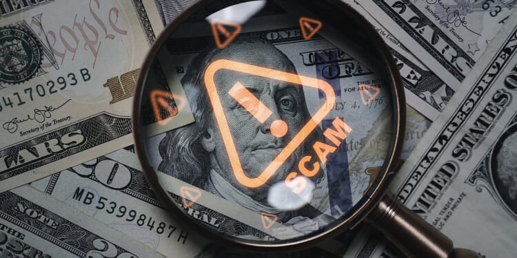 Scam Money with Magnifying Glass