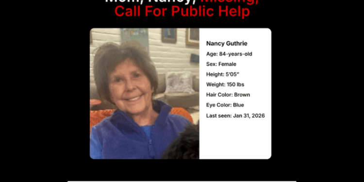 Nancy Guthrie missing persons poster: via White House X account