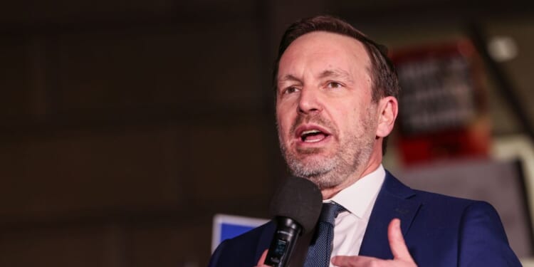 Sen. Chris Murphy speaks during the ICE Out for Good Protest at the U.S. Customs and Border Protection Office on Jan. 13, 2026, in Washington, D.C.