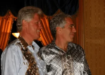 Former President Bill Clinton and the late disgraced financer Jeffrey Epstein (via Department of Justice)