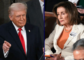 US Representative Nancy Pelosi, Democrat from California, listens as US President Donald Trump delivers the State of the Union address in the House Chamber of the US Capitol in Washington, DC, on February 24, 2026. (Photo by Mandel NGAN / AFP via Getty Images) - US President Donald Trump arrives to deliver his State of the Union address in the House Chamber of the US Capitol in Washington, DC, on February 24, 2026. (Photo by ANDREW CABALLERO-REYNOLDS / AFP via Getty Images)