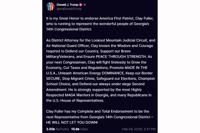 President Donald Trump's Truth Social post