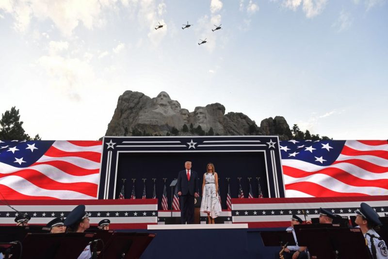 US President Donald Trump and First Lady Melania Trump arrive for the Independence Day events at Mount Rushmore National Memorial in Keystone, South Dakota, July 3, 2020. (Photo by SAUL LOEB / AFP) (Photo by SAUL LOEB/AFP via Getty Images)