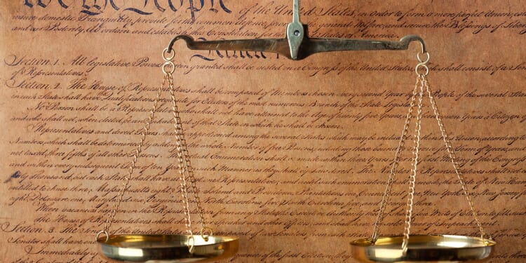 Scales in front of the constitution