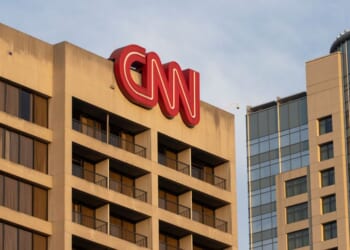 An exterior view of the CNN Center in Atlanta, Georgia, on June 17, 2022.